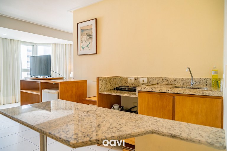 Flat em Petrópolis Vista Parcial Mar - Qavi