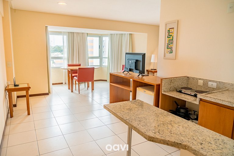 Flat em Petrópolis Vista Parcial Mar - Qavi